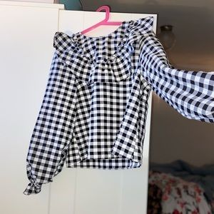 Gingham ruffle shirt XS